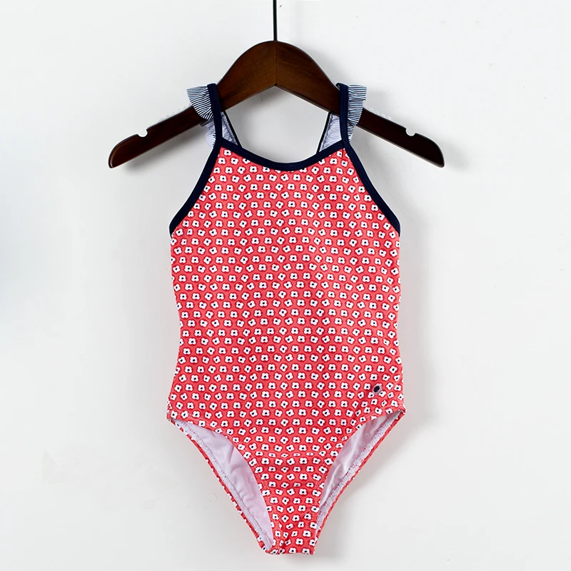 

2019 One Piece Girls Swimsuit 2-8 Years Children's Swimwear Red Floral Swimsuit For Girls One Piece Bathing Suit G47-CZ954