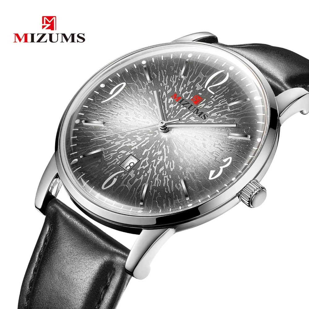 mizums Mens business Watches Top Brand Luxury soft leather Men Watch Waterproof Sport Watch Men Male Clock Man Wristwatch silver gold steel case creative design (9)