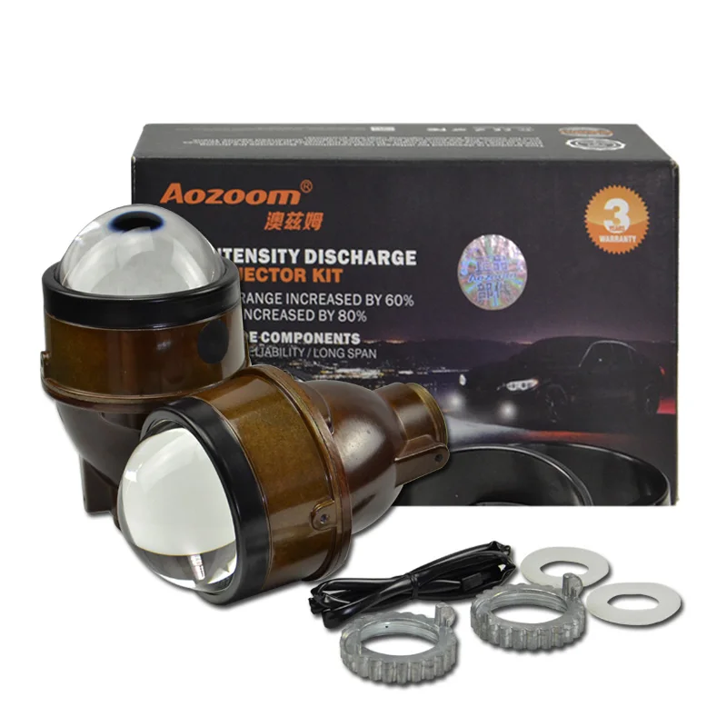 Aozoom Latest 2x Universal HID Bi xenon 3 inch Fog Lights Projector