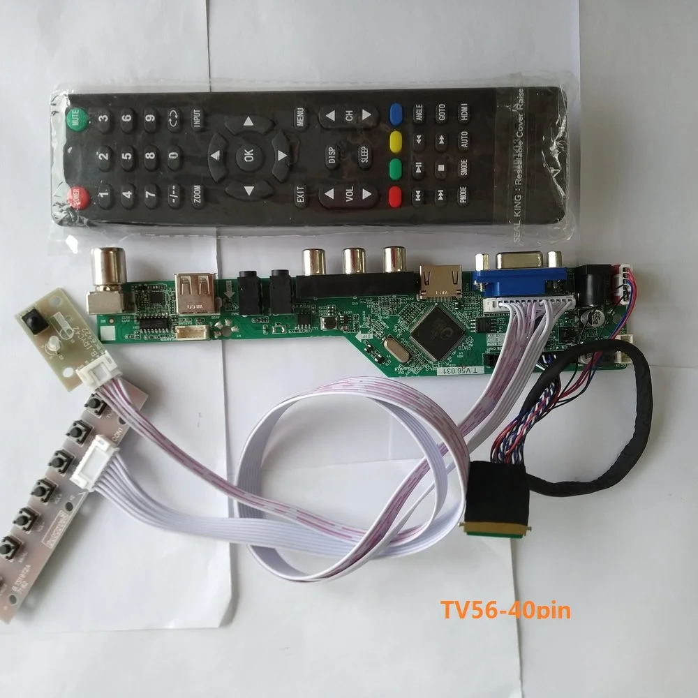 Комплект для LTN156AT30 40pin LVDS пульт дистанционного управления VGA драйвер платы 15,6 "ЖК-светодиодный HDMI USB tv AV экран панель 1366X768