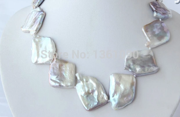 

00584 stunning big 33mm baroque white freshwater cultured pearl necklace