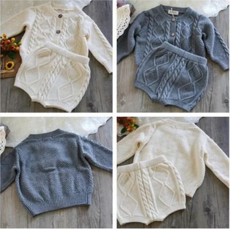 

2019 Girls Clothing Sets Pure Cotton Knit Suit Long Sleeved Jacket Shorts Two Pieces Girls Clothes Girls Clothing Sets