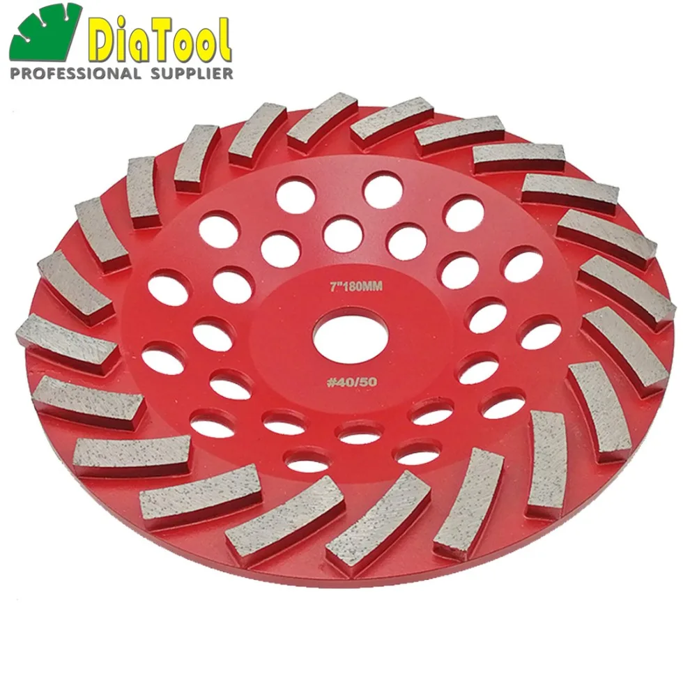 DIATOOL Diameter 180MM Segmented Turbo Diamond Grinding Cup Wheel For Concrete And Masonry Material, 7" Diamond Grinding Discs