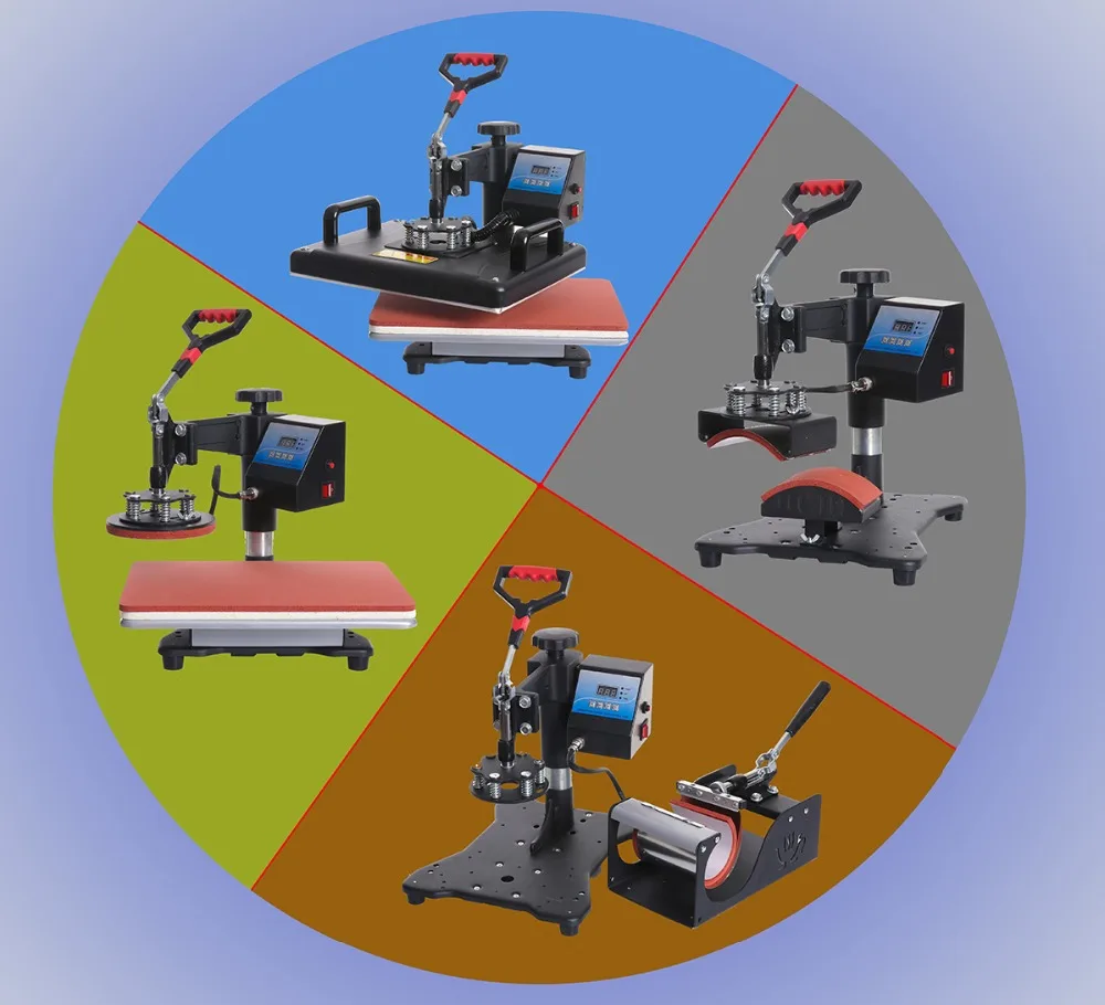 5 в 1 термопресс/термопринтер Сублимация для футболок/кружек/колпачков/чехлов для телефонов/теплопередача/Сублимация/термопресс машина