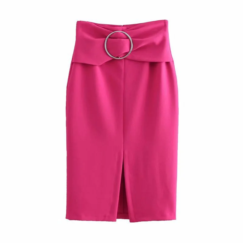 Alto La Longitud Abertura De 2019 Rosado Delantera Slim Rodilla Talle Cintura Con Verano Falda Paquete Diseñado Lentejuelas x7IWUSqw