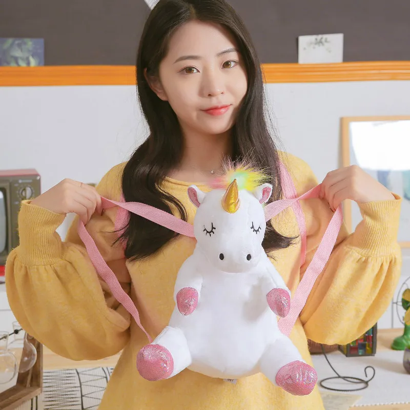 

42cm Cute Plush Unicorn Backpack Stuffed Unicorn Toys Animal Doll Plush Bag Baby Kids School Backpack Girl Bag