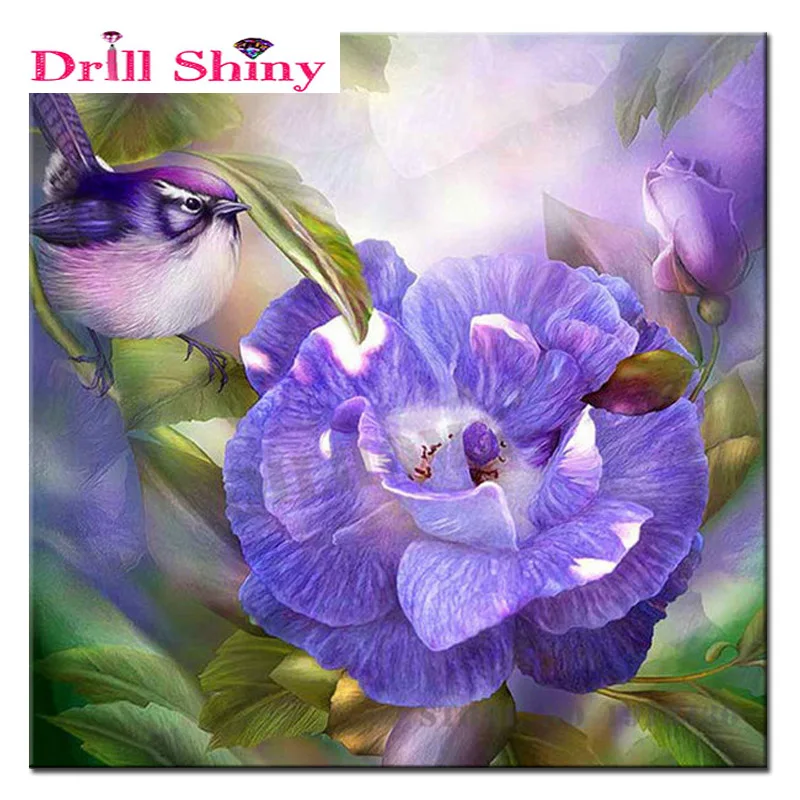 

5D DIY Diamond Painting purple flowers diamond embroidery cross stitch decoration bird Picture diamond mosaic