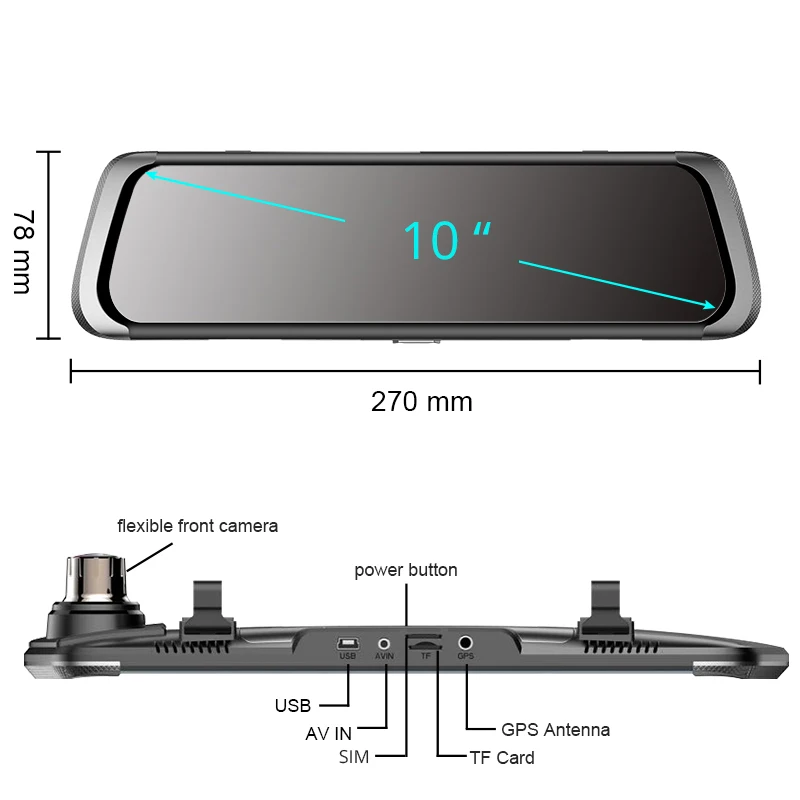 Автомобильный видеорегистратор Bluavido 4G Android 10 дюймов GPS FHD 1080P ADAS навигация двойной