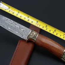 Охотничьи Дамасские Ножи с деревянной ручкой Открытый фиксированный нож Походный нож с прямым лезвием коллекция ножей инструменты для выживания EDC инструмент