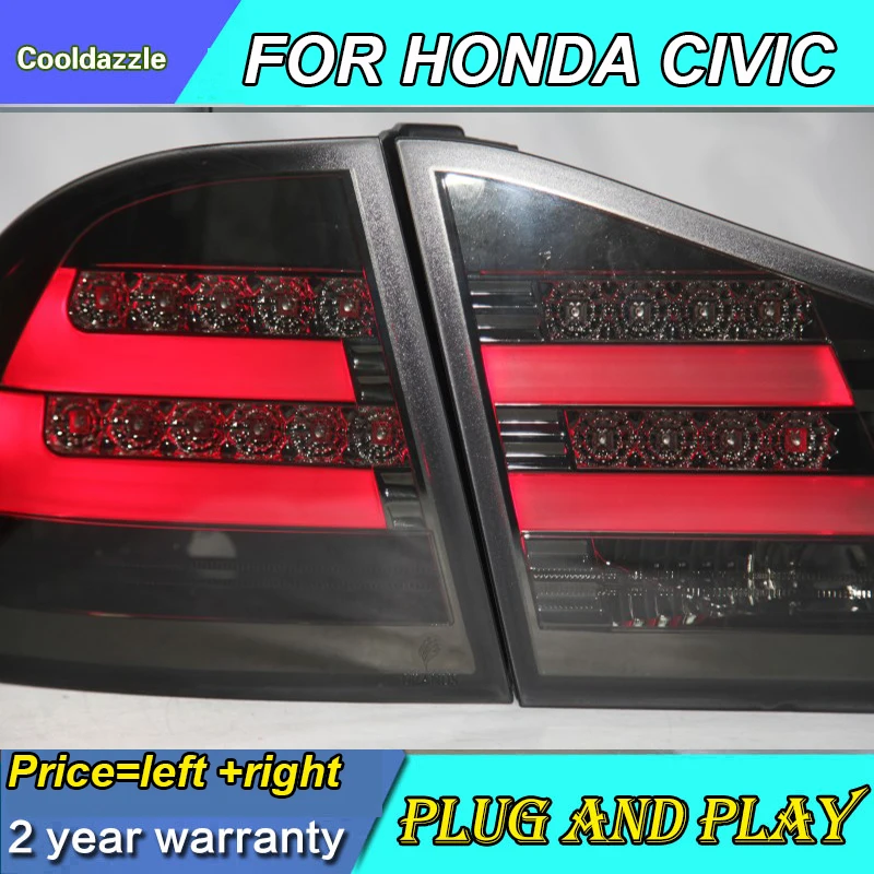 Для HONDA Для Civic светодиодный задний фонарь 2006 2007 2008 2009 2010 Год Дым черный Задний фонарь в сборе