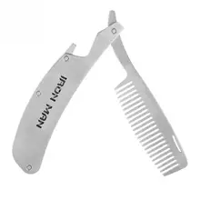 Для бороды, из нержавеющей стали гребень складной карманный носки с изображением усов для формовки расческа для волос Расческа для усов и бороды для укладки волос, щетка для бритья, инструмент