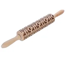 TENSKE Рождество дерево тиснение Скалка выпечки печенье, фондан, пирог тесто милый олень гравировкой ролик 116