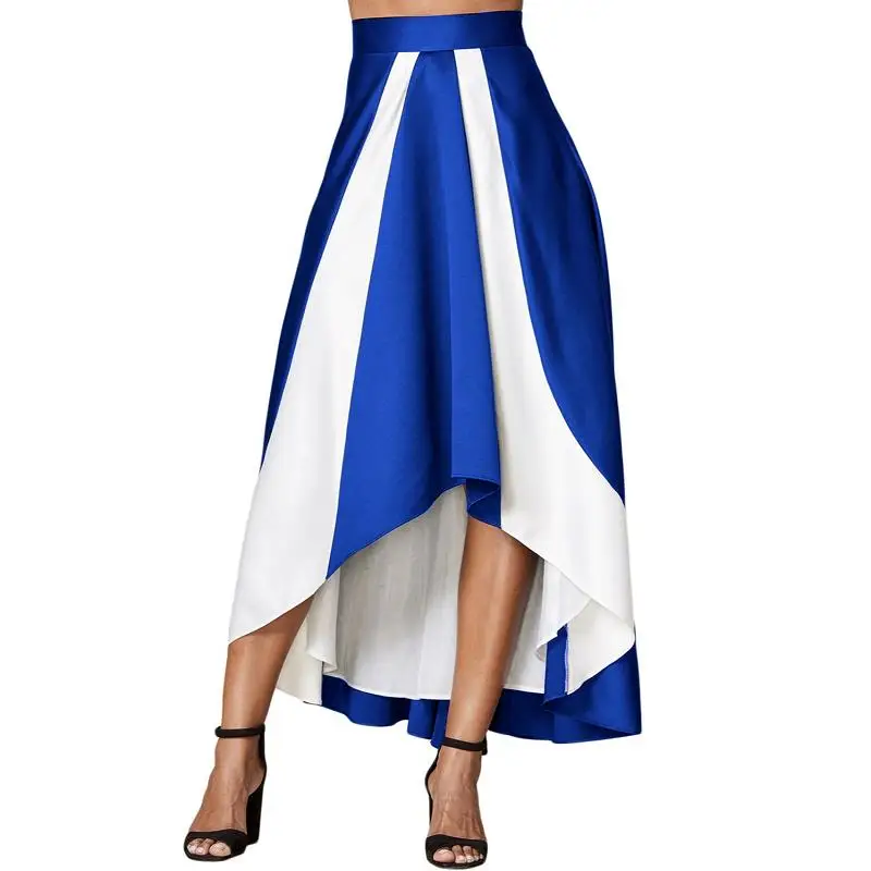 Contrast White Insert Hi low Maxi Skirt Black Womens Plus Size