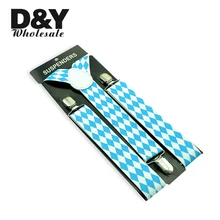 Г. белый голубой Алмаз Проверьте подтяжки Для мужчин Подтяжки для женщин Повседневная одежда брюки клип на y-обратно плед чулок