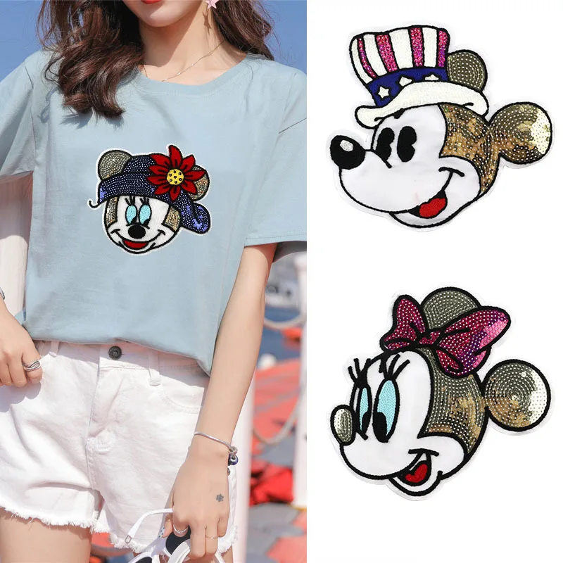 Disney cartoon Minnie Mickey clothes stickers embroidered stickers wild fashion stickers clothes patch decorative cartoon sticke