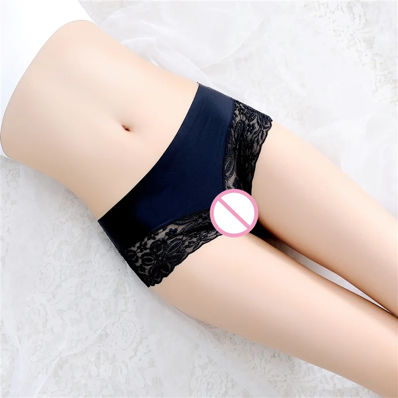 Women's Lace Seamless Briefs Ice Silk Panties Breathable Underwear Women Transparent Sexy Panty Cotton Crotch Panties Women 29 (17)