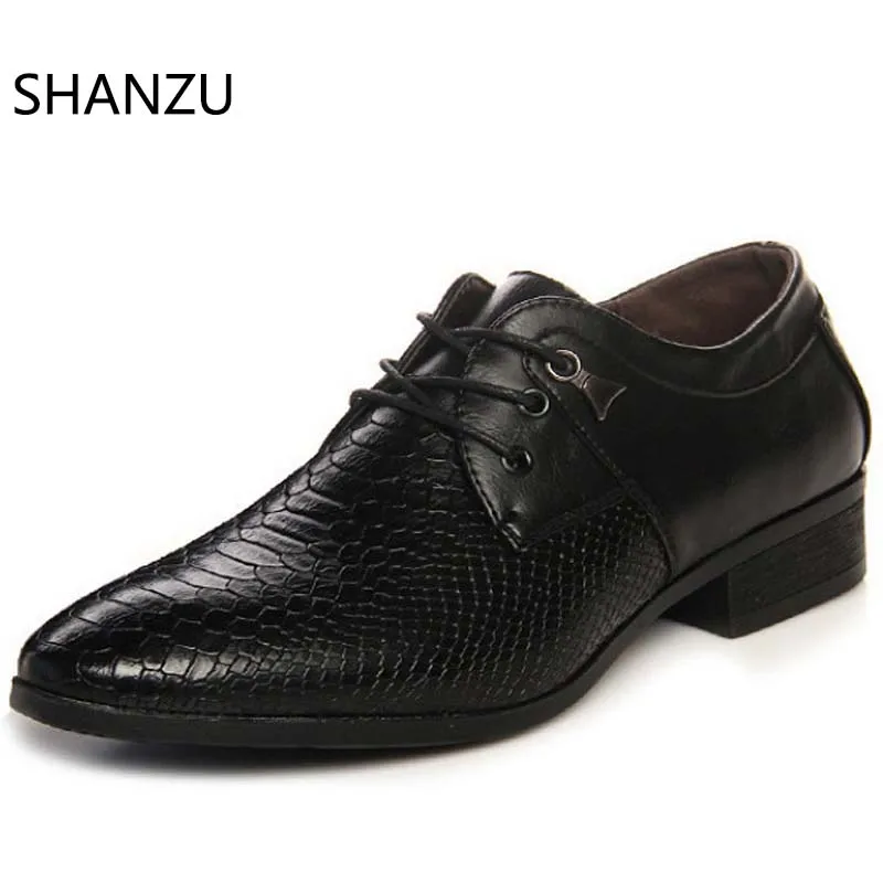 

New Imitate Snake Leather Men Oxford Shoes Lace Up Casual Business Men Pointed Shoes Brand Men Wedding Men Dress Boat Shoes