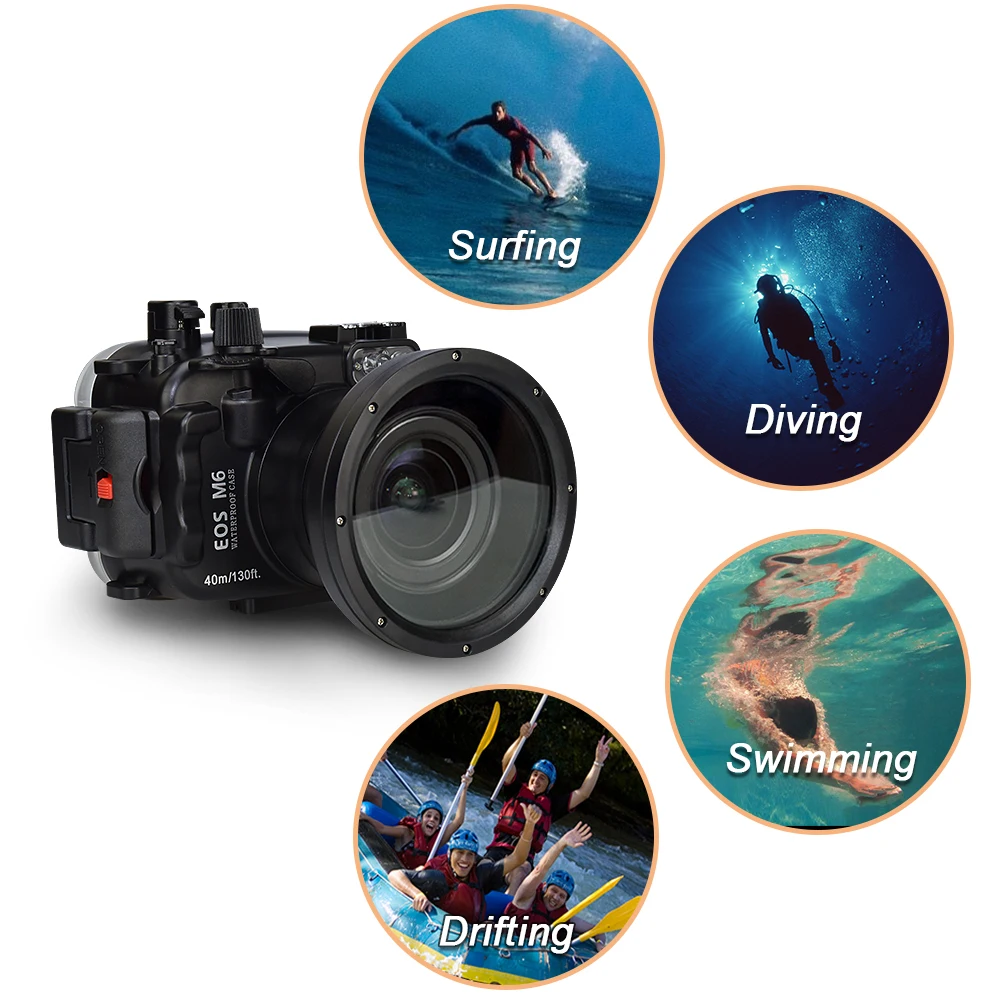 Водонепроницаемый чехол для камеры Canon EOS M6 непроницаемый защитный подводной