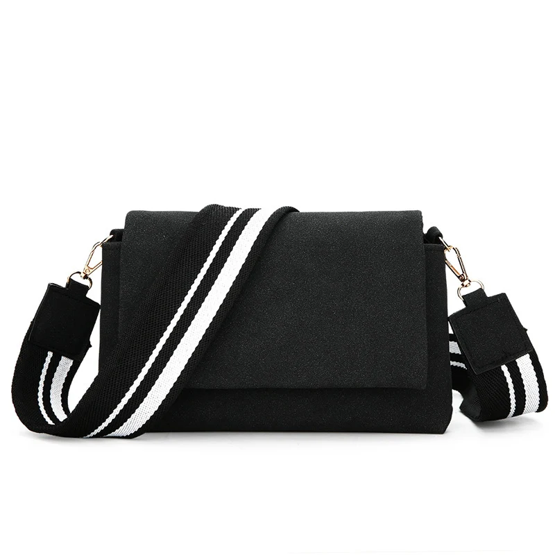 Herald модная женская сумка-мессенджер из высококачественной кожи, женская сумка с клапаном и широким ремешком, женская сумка на плечо, женская сумка через плечо - Цвет: Black