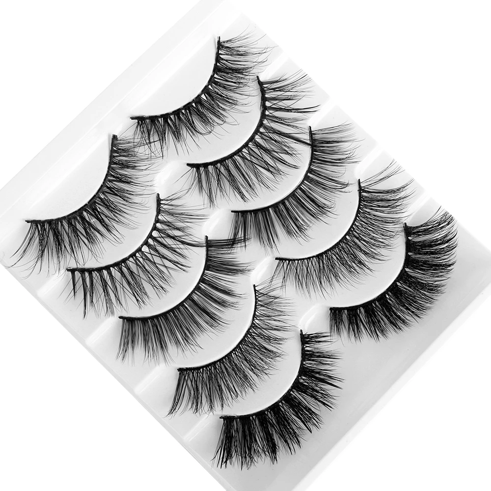 

5 Pairs 3D Mink Hair False Eyelashes Mixed Styles Wispy Full Volume Natural Lashes Feathery Flared Variety Pack Lashes