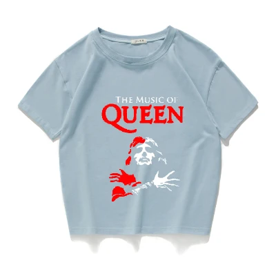 Блестящая рок-группа футболка с надписью Queen shirt femme хлопковая уличная футболка Фредди Меркурий женские топы хипстерский укороченный топ Женская одежда - Цвет: F369 blue