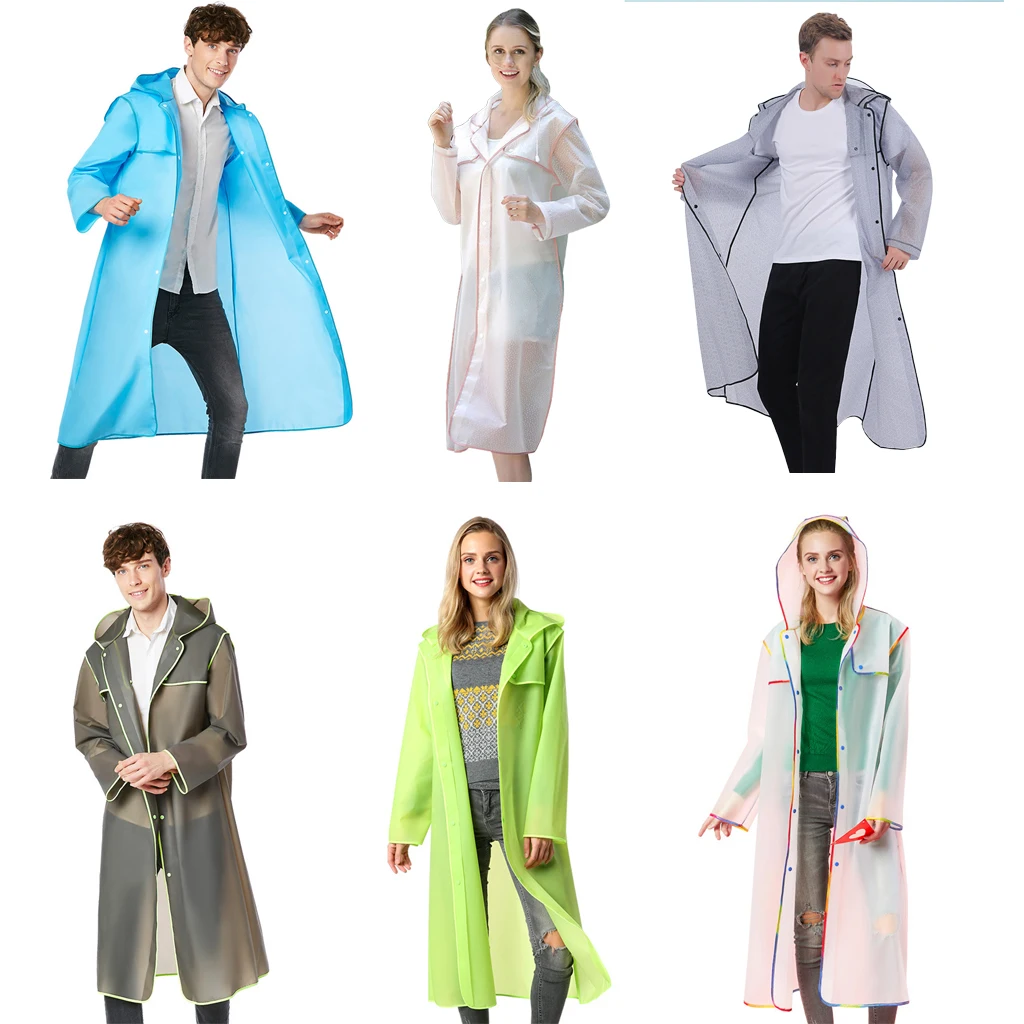 

Adult Thick Rainwear Men Women Long EVA Universal Rain Coat Waterproof Poncho Hiking Tour Raincoat Hooded