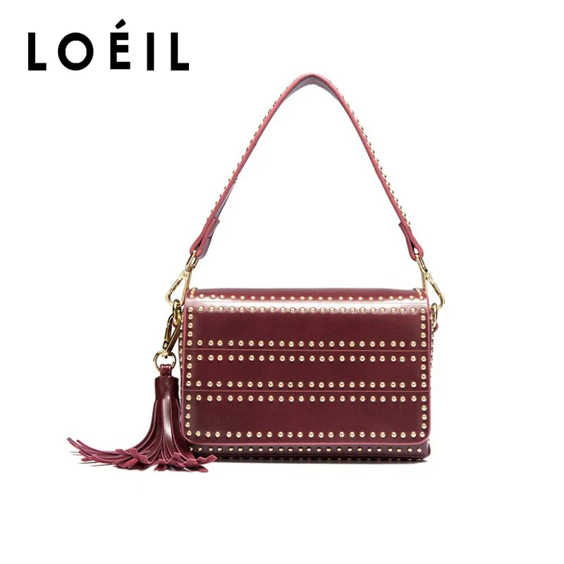 

LOEIL Fashion women's leather Messenger bag rivet shoulder bag female shopping bag handbag