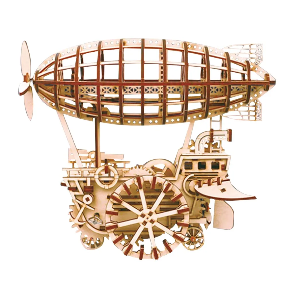 3D деревянные фигурки DIY украшение для дома корабль дирижабль трактор DIY сборка модели креативный Настольный подарок украшения - Цвет: Airship