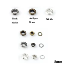 600 компл./лот 5 мм Внутренний 2# металлические медные кольца с шайбой маленький, Круглый, металлический люверсы никель/черный/бронзовый