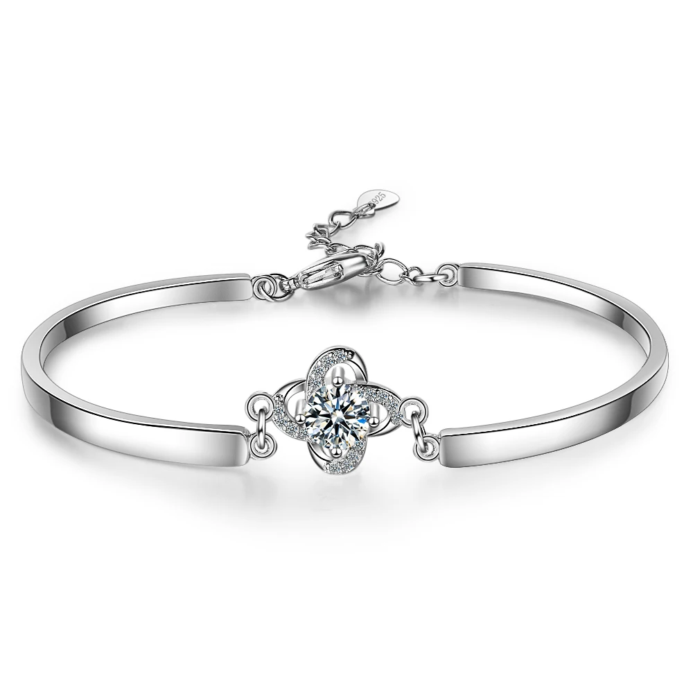 

Fashion Cool Wind Bracelet White Zircon Jewelry 925 Silver Lobster Buckle Bracelet Trend Lucky Bracelet