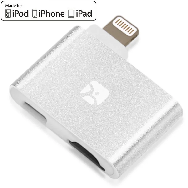 Устройство чтения MicroSD для iPhone/iPad/iPod с портом Lightning, одновременная зарядка в качестве флеш-накопителя - Цвет: Серебристый