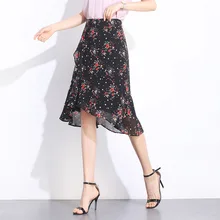 Лето Новое поступление в Корейском стиле с цветочным принтом шифоновая юбка с принтом с высокой талией стандартная юбка милые женские юбки