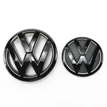 Черный глянец 145 мм передняя решетка логотип автомобиля+ 110 мм Задняя Крышка багажника значок на замену эмблемы для VW Volkswagen Tiguan 2009