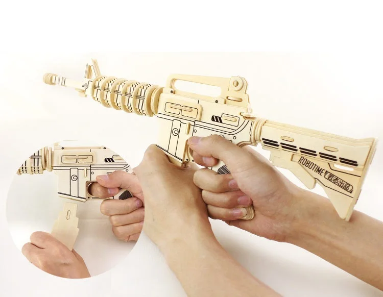 3D деревянные головоломки узорчатые деревянные модель игрушки Детское ружье модель моделирования Военный стиль сборка ручной работы