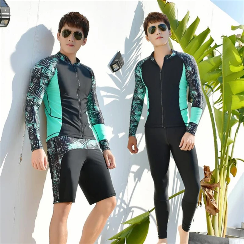 

2019 Plus size Men's swimming Rash Guards floral printed UV rashguard men surfing suits windsurfing short/long pants