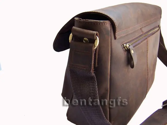Винтаж Кожа Полного Зерна Неподдельная мужская Сумка Кожаная мужчины Crossbody кожа