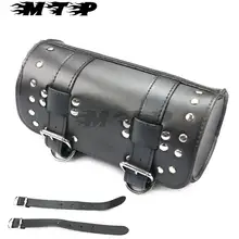 Motorcycle Saddlebag Saddle Side PU Leather Tool Bag Black For Honda Yamaha Suzuki Harley Sportster XL 1200 883 Street Cruisers