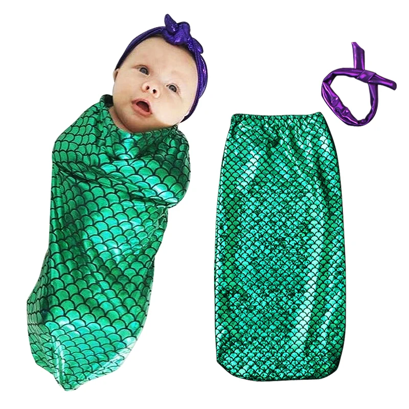 Модная милая маленькая Русалка для новорожденных реквизит для фотосъемки детская шапочка Костюм для фотосъемки DS40