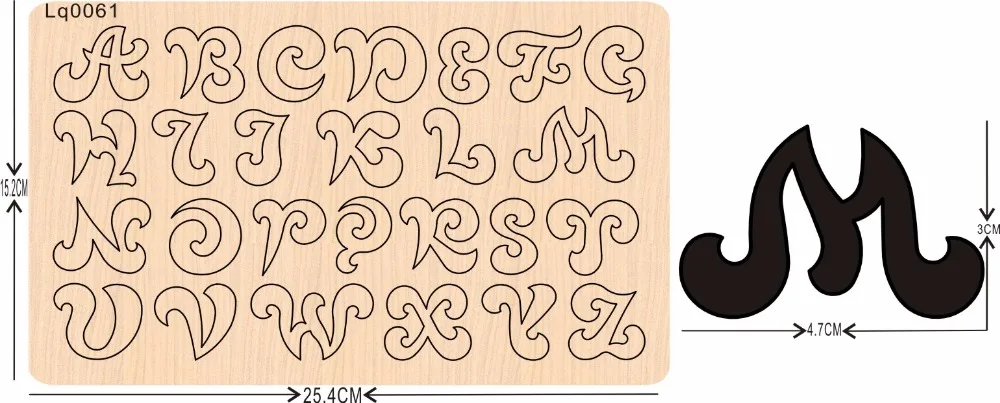 

Wooden Alphabet 1 Wood Mould is compatible with most leading machines Mold thickness: 15.8mm