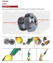 Adaptor CGA600 to 7/16″-28UNF for Braze Welding Torch MAPP Propane Gas Torch Heating Solder Burner adaptor  Catridge