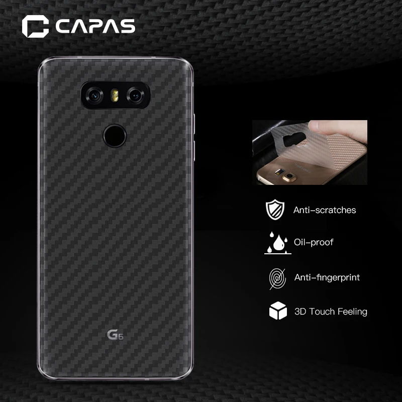 

5pcs For LG G6 H870 H871 H872 Screen Protector Original CAPAS 3D Carbon Fiber Pattern Transparent Back Protective Film Sticker