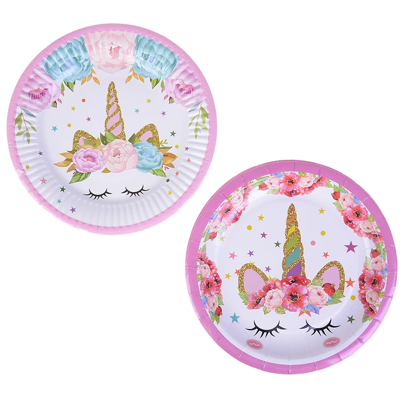 Unicorn Party Decor Hat Napkins Plate Table Cloth Kids Happy Birthday Gifts Birthday Latex Balloons Unicorn Theme Paper