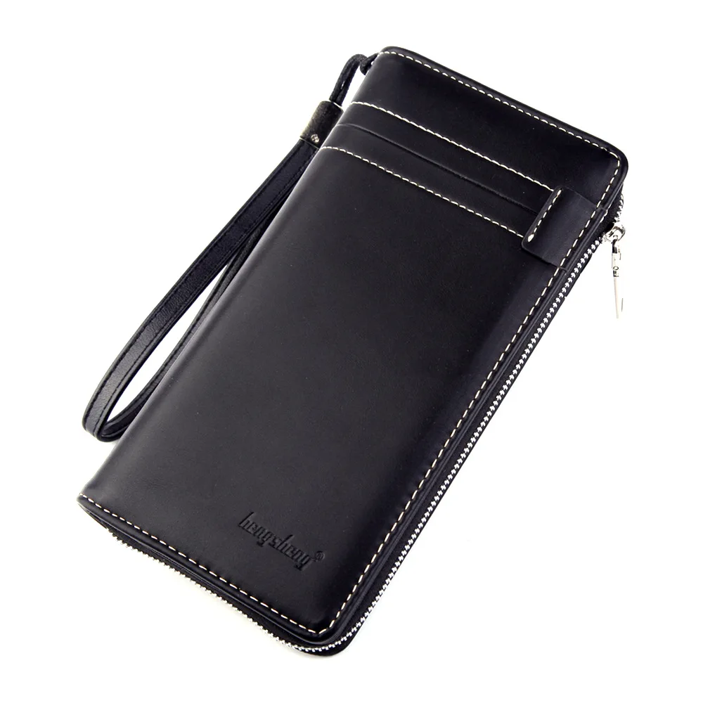 

PU Leather Long Clutch Wallet Men Wallets Card Holder Male Purse Zipper Wristlet Wallet Coin Pocket Carteira