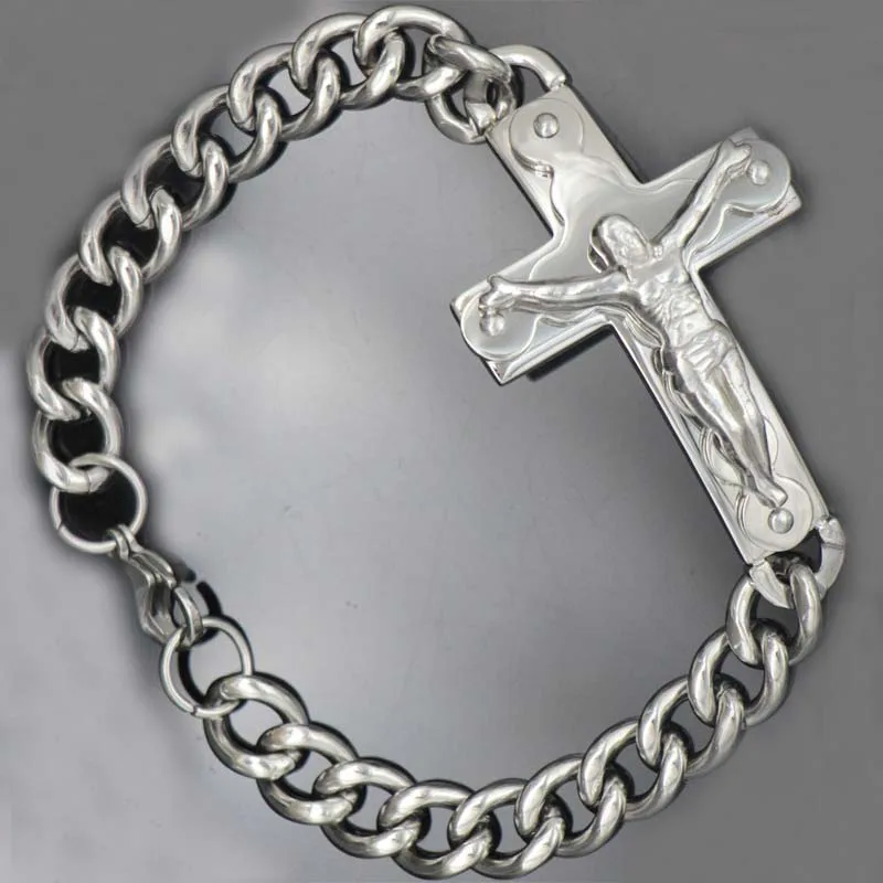 Горячие продажи панк браслет из нержавеющей стали мужские ювелирные изделия крест брендовые браслеты на запястье Мужские украшения Pulseras модные подарки