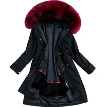 Natural fox fur collar fur pike jacket winter women's jacket real fox fur collar natural fox fur long coat Rex rabbit hair 2018 rex rabbit fur coat girl fur coat wine red natural rabbit fur jacket girl jacket children s wear casual warm clothing