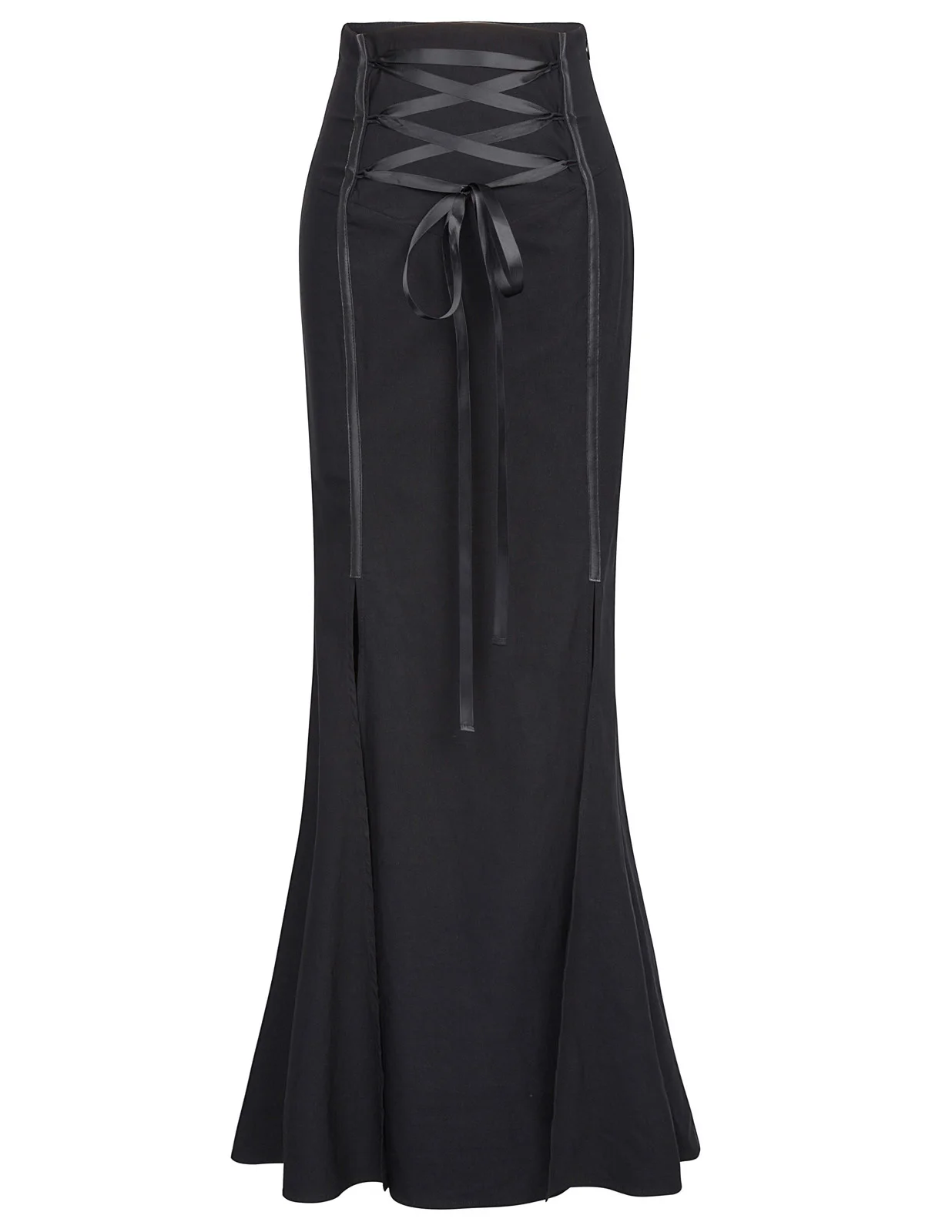 

BP split design skirts Womens Retro clothes Vintage High Waist lace-up Hips-wrapped Bodycon Skirt long solid color gothic skirt