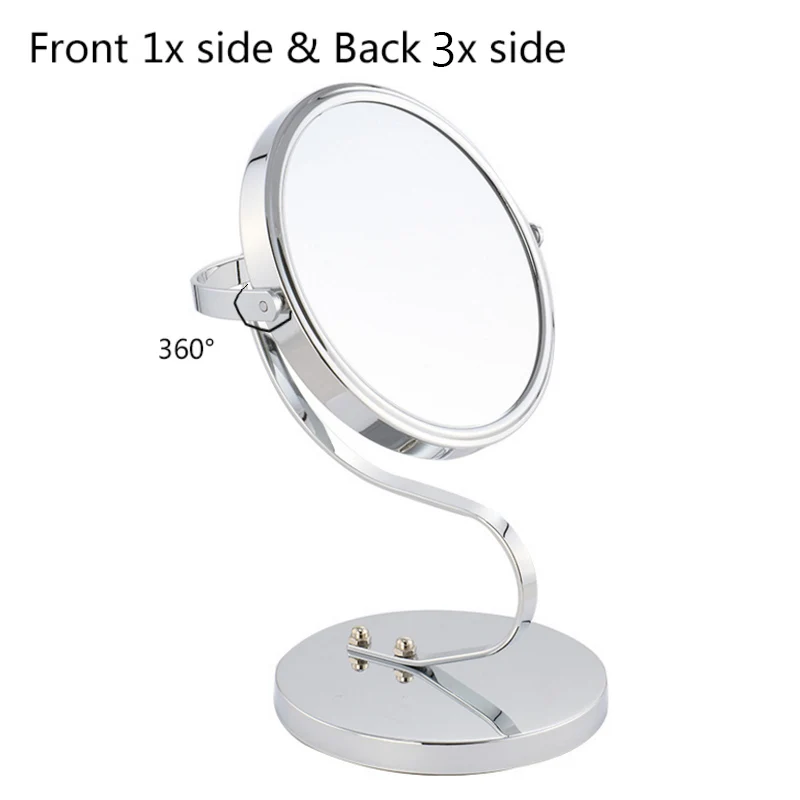 7 дюймов серебристое круглое двухстороннее настольное зеркало для макияжа увеличительное зеркало Двухстороннее 1/3x увеличительное