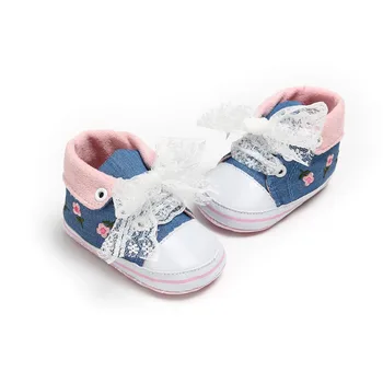 

Casual Newborn Baby Girls shoes cute embroidery flower Soft Sole infant canvas Shoes first walkers sneaker shoes
