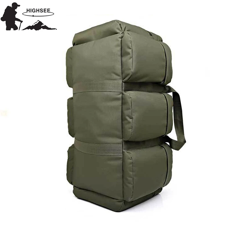 HIGHSEE 90L Large Capacity Men's Military Tactics Backpack Multifunction Waterproof Oxford Hike Camp Backpacks Wear-resisting 