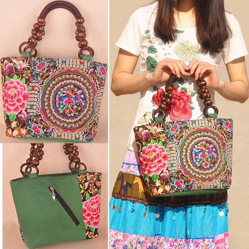 China beading embroidery casual women shoulder bags fashion Canvas handbag bag ladies free ...